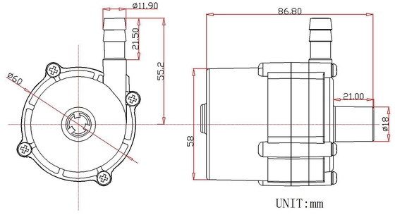 JQ-P6201 Soğutucu Makine ve LED Işık Pompası için 12V / 24V Booster Pompası Maksimum akış 21L/dakikada